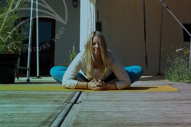 yoga teacher wendy buttery in forward fold
