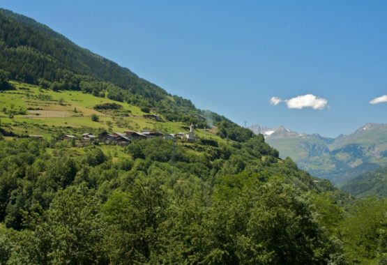 mountain view from chalet summer hiking and yoga france