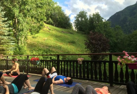 evening yoga class hiking and yoga holiday france